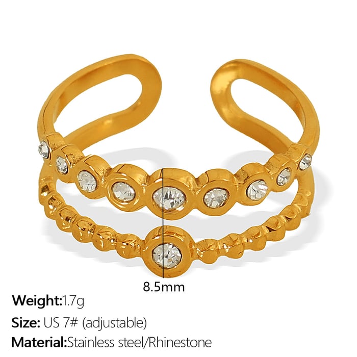 1 pair simple series retro cross stainless steel  gold plated artificial pearl women adjustable rings